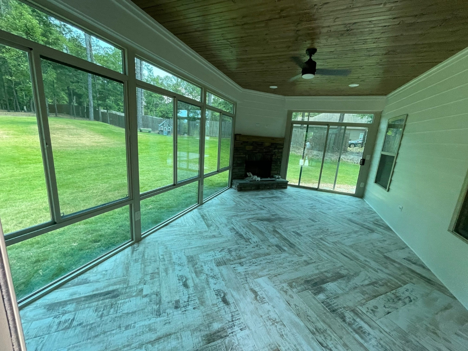 Inside All Glass Game Day Porch Enclosure in Columbus GA